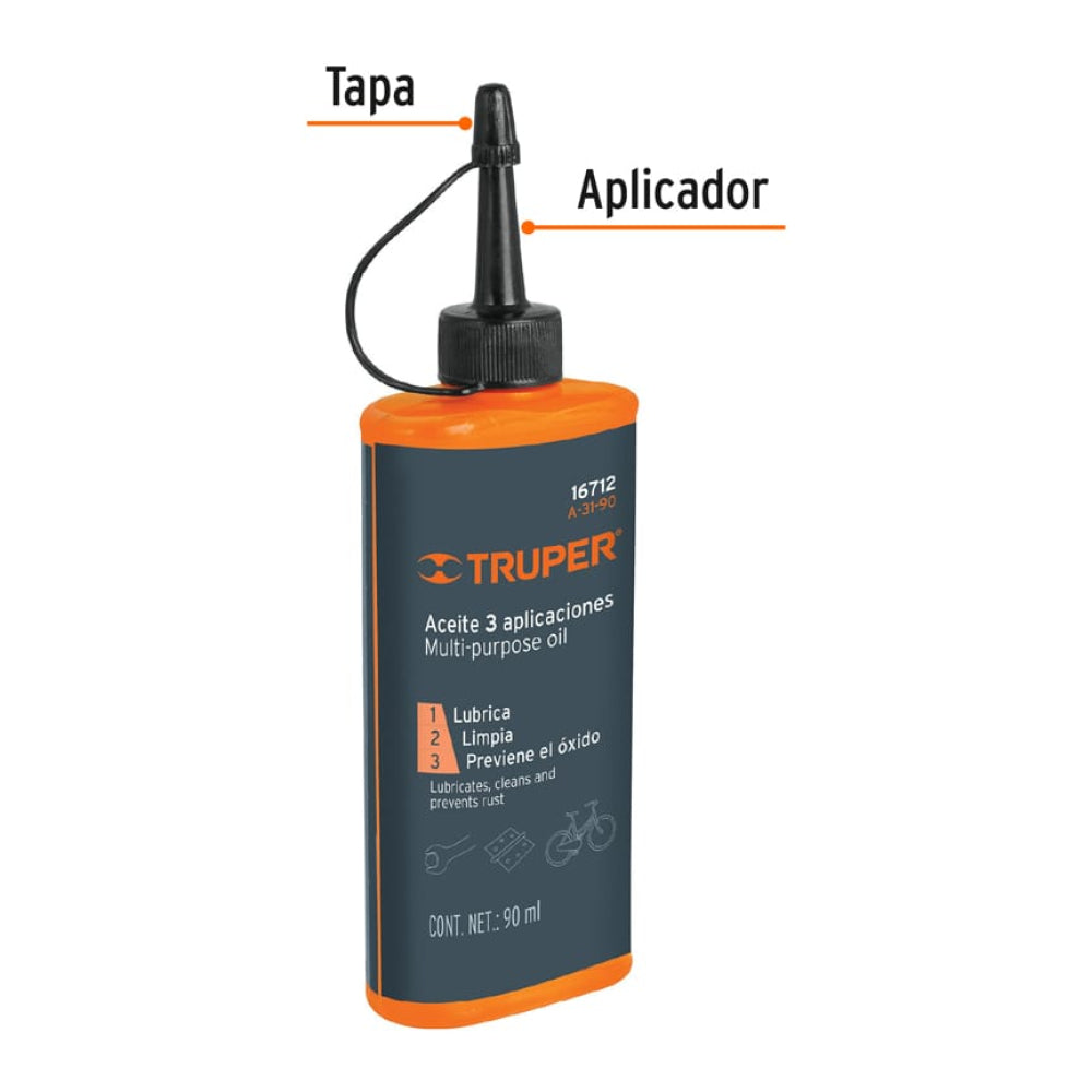 Aceite multiusos, 90ml (3oz), Truper - Cod: 16712
