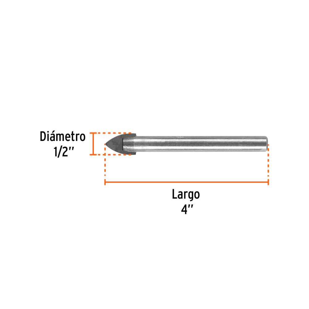 Broca para vidrio y azulejo de 1/2", Truper - Codigo: 11705