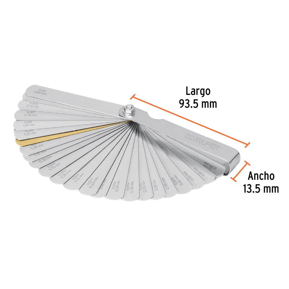 Calibrador de 32 hojas std / mm, Truper - Código: 14397
