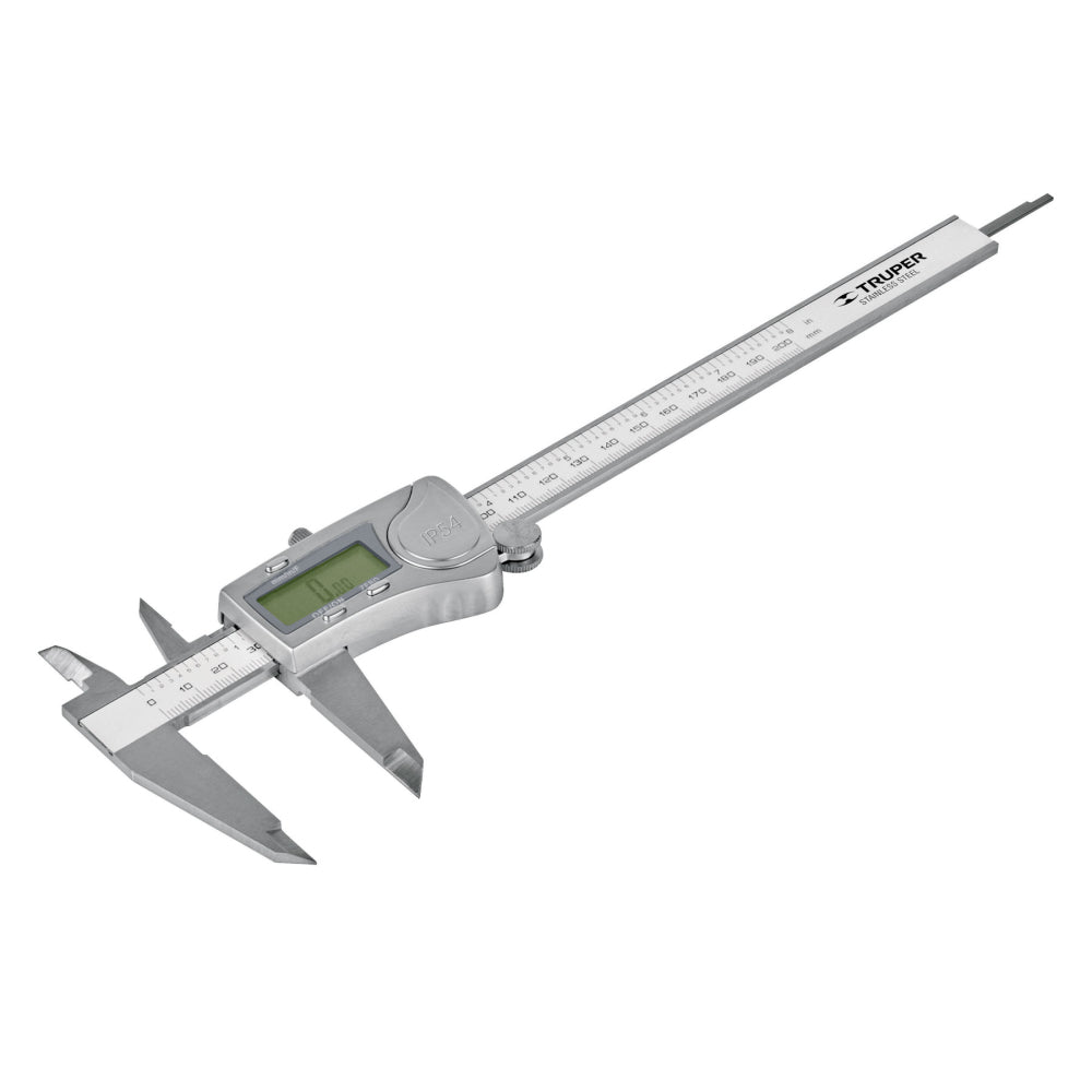Calibrador vernier digital 6" acero inox, std y mm, Truper - CÓDIGO: 14388