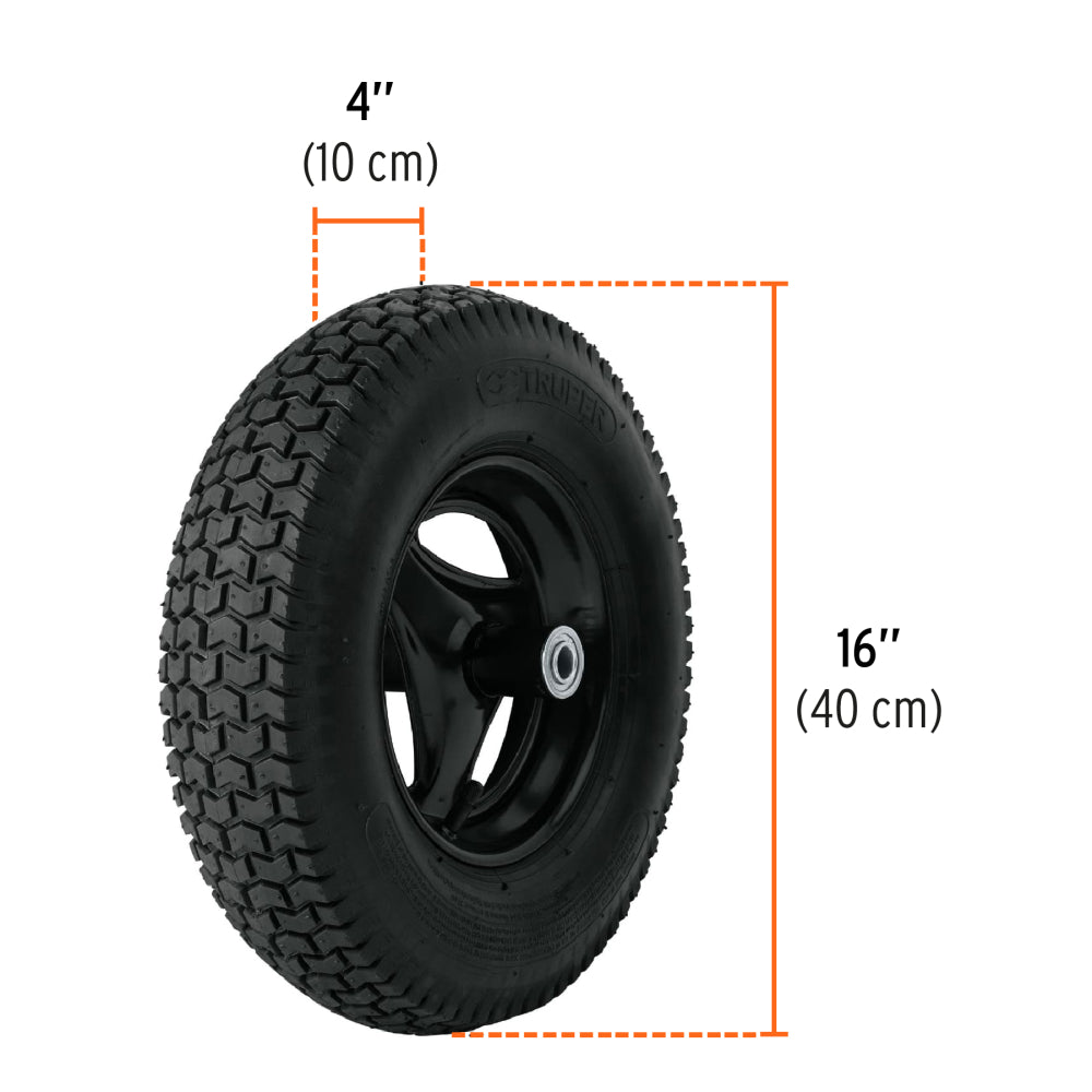 Carretilla 5.5 ft3 Neumática, bastidor tubular, Truper - Codigo: 11752