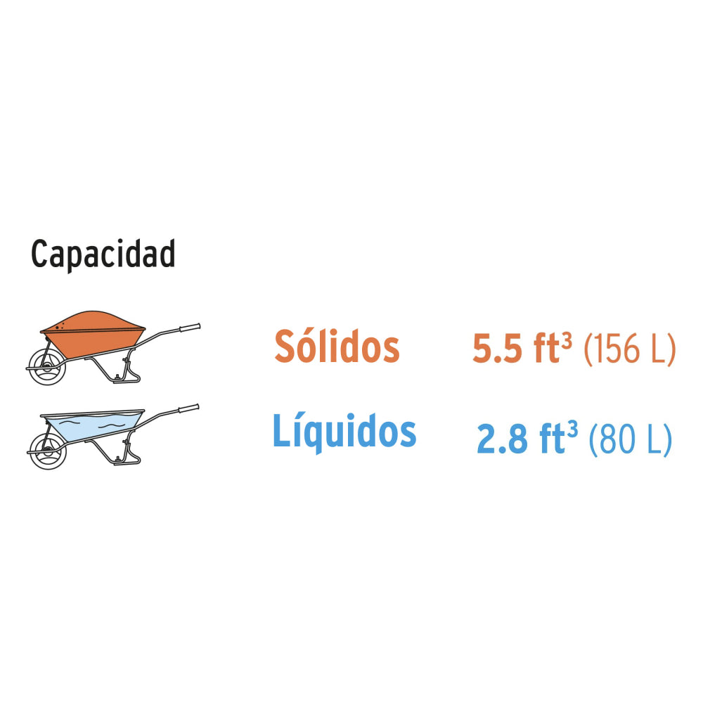 Carretilla 5.5 ft3 Neumática, bastidor tubular, Truper - Codigo: 11752