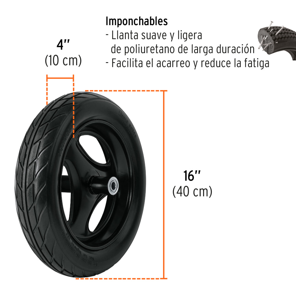 Carretilla 5.5ft3 Imponchable bastidor tubular,Truper Expert - CÓDIGO: 100416
