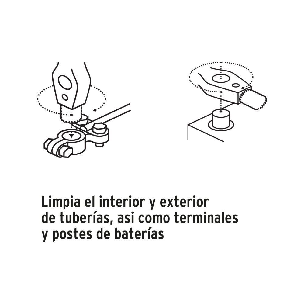 Cepillo limpiador de terminales de baterías, 4 en 1, Truper - Código: 17110