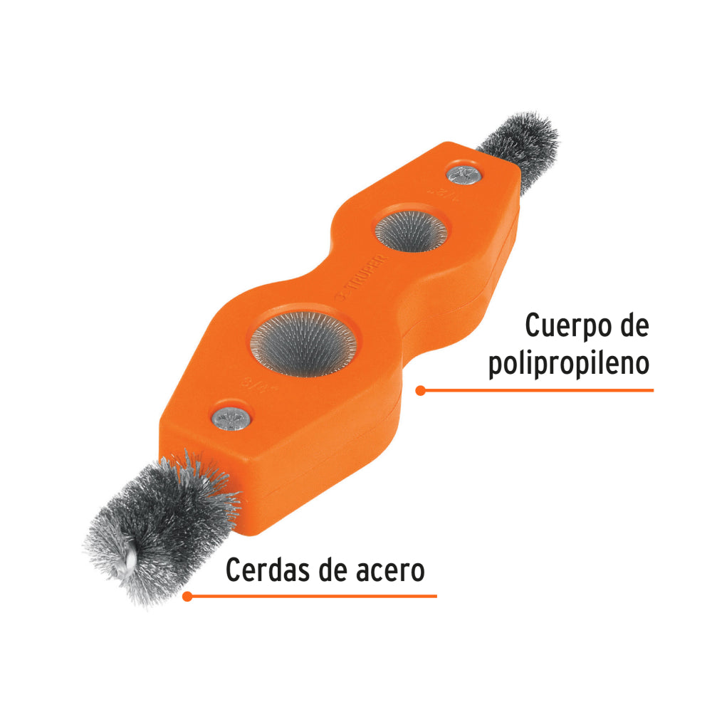 Cepillo limpiador de terminales de baterías, 4 en 1, Truper - Código: 17110