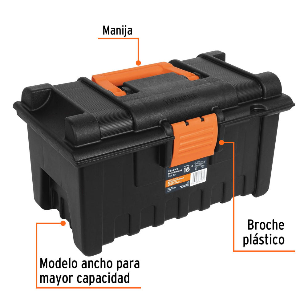 Caja para herramienta de 16" sin compartimentos, TRUPER - CÓDIGO: 19790