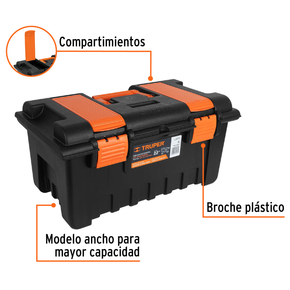 Caja para herramienta de 22" con compartimentos, TRUPER