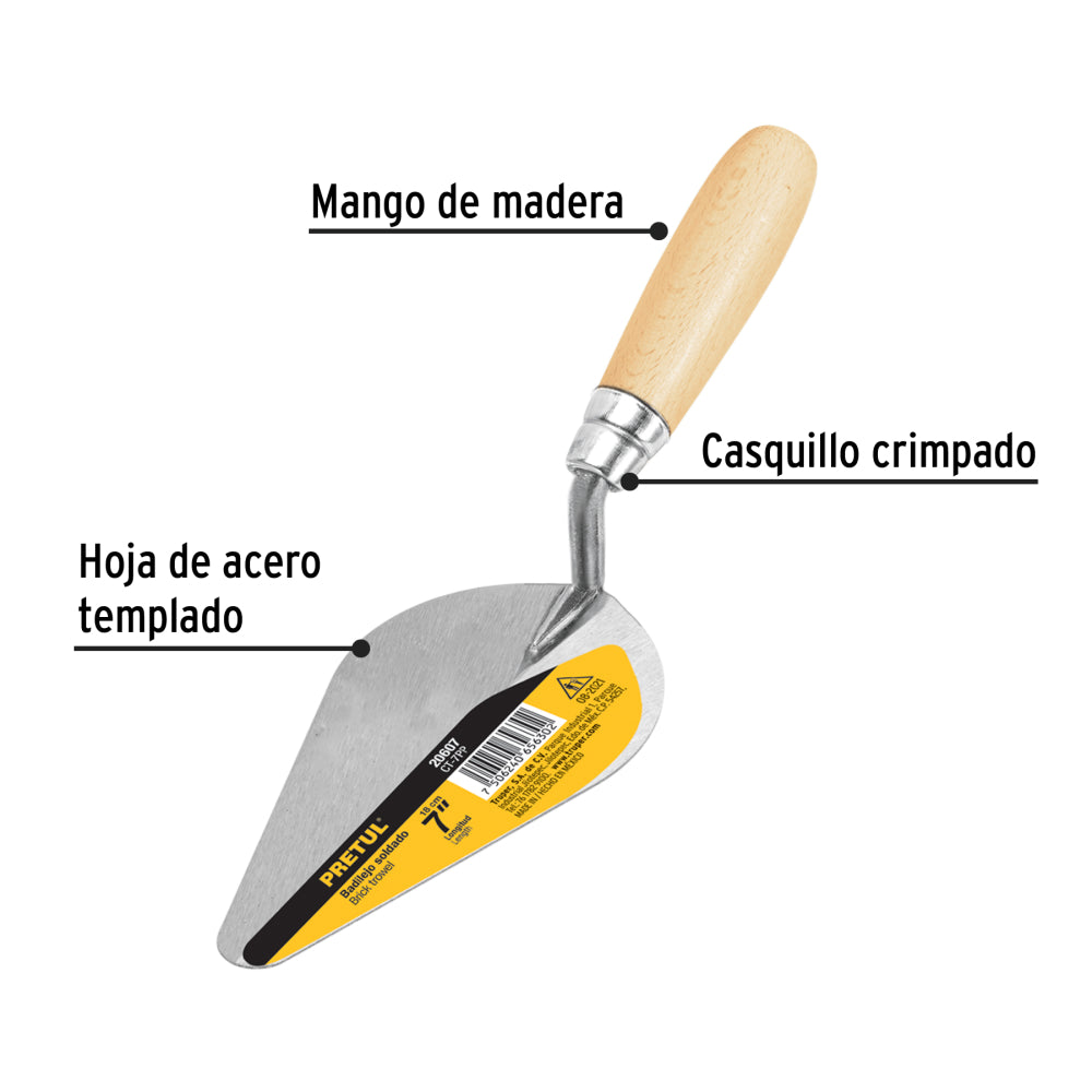 Cuchara para albañil, 7", Pretul - CÓDIGO: 20607