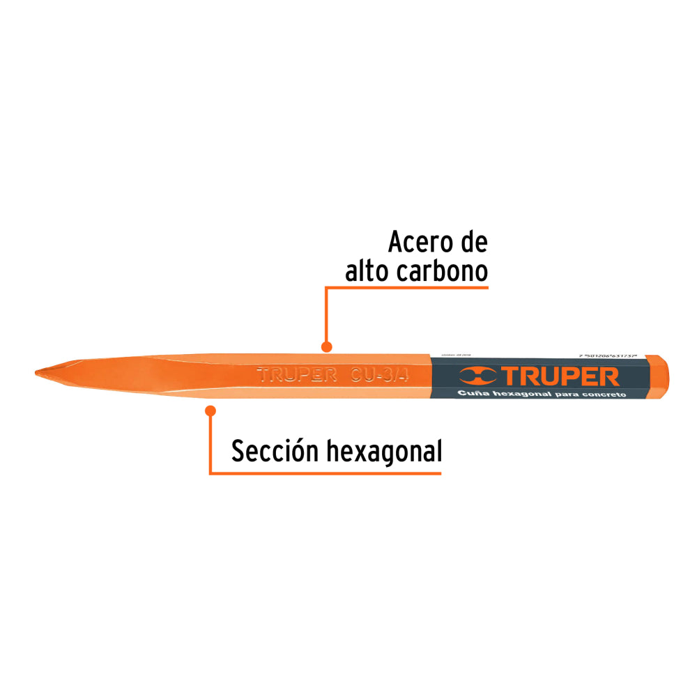 Cuña para concreto de 3/4", Truper - CÓDIGO: 13050