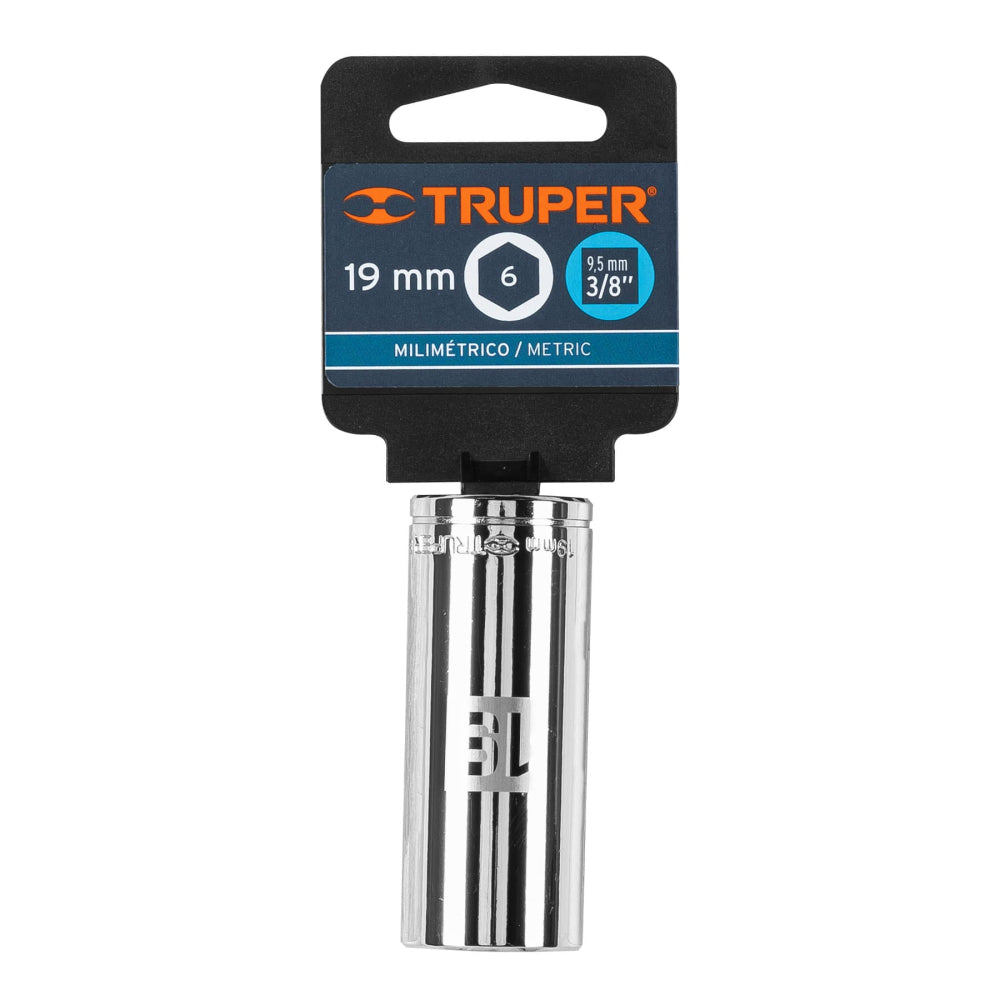 Dado largo de 19 mm, 6 puntas, cuadro 3/8", Truper - CÓDIGO: 13779