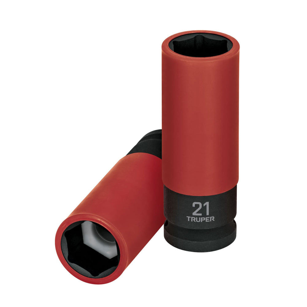 Dado largo impacto prot. plást. 21 mm, 6 puntas, cuadro 1/2" - CÓDIGO: 100905