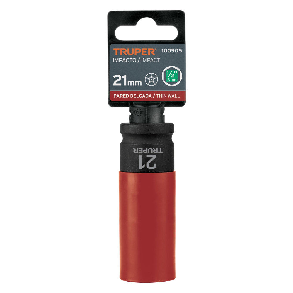 Dado largo impacto prot. plást. 21 mm, 6 puntas, cuadro 1/2" - CÓDIGO: 100905