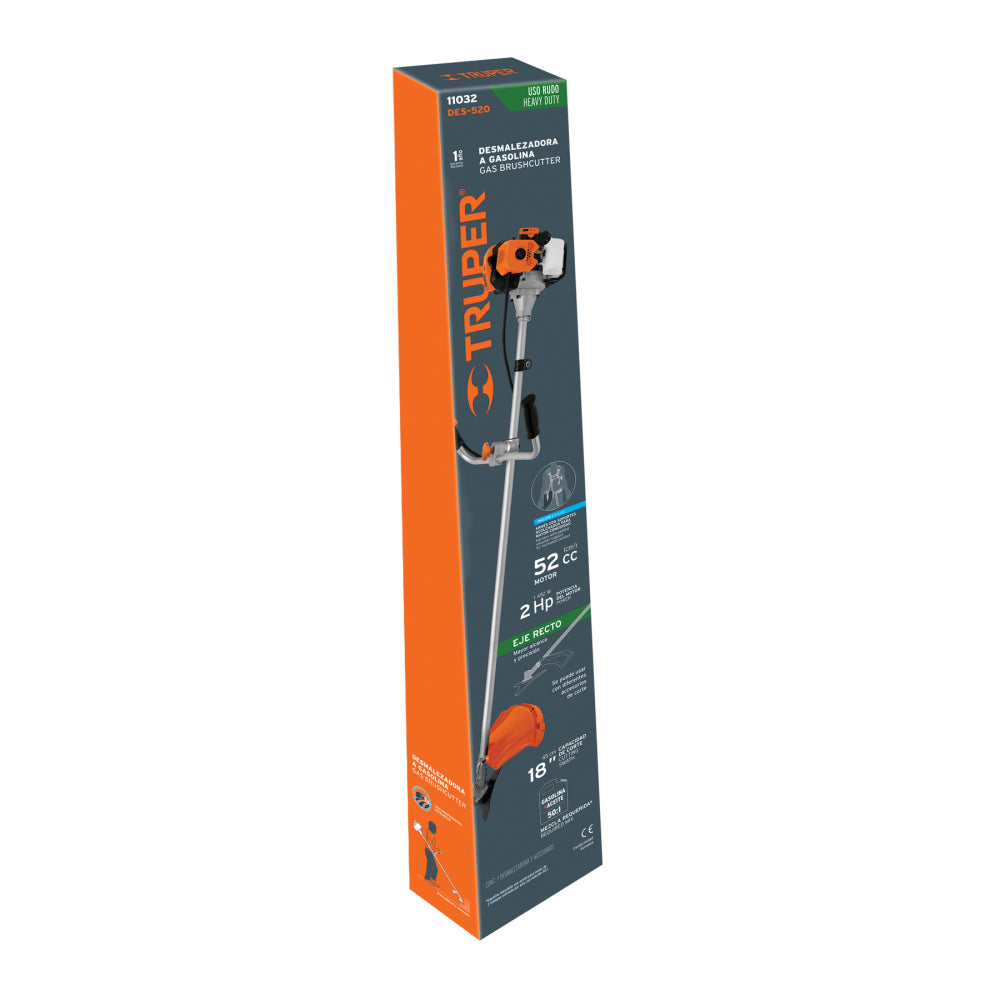 Desmalezadora a gasolina 52 cc mango tipo "bici", 18" corte - Código: 11032