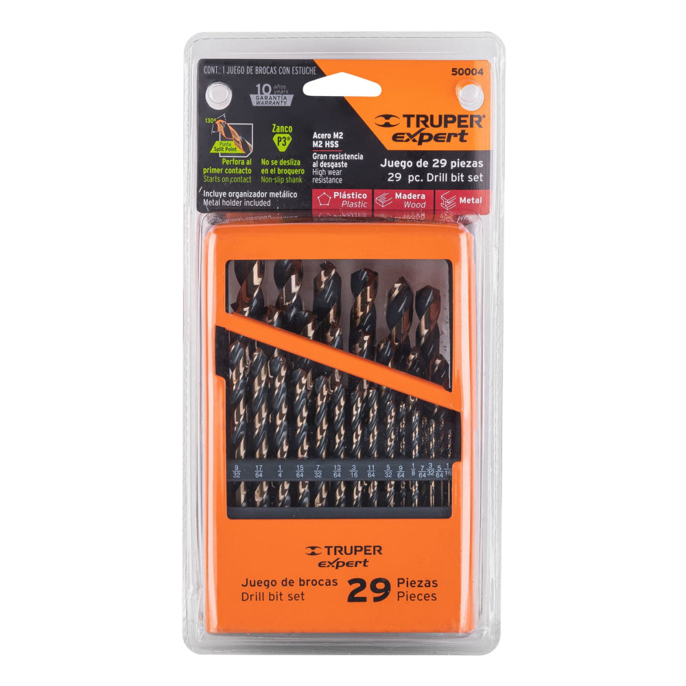 Juego de 29 brocas HSS para metal en estuche, Truper Expert - CÓDIGO: 50004