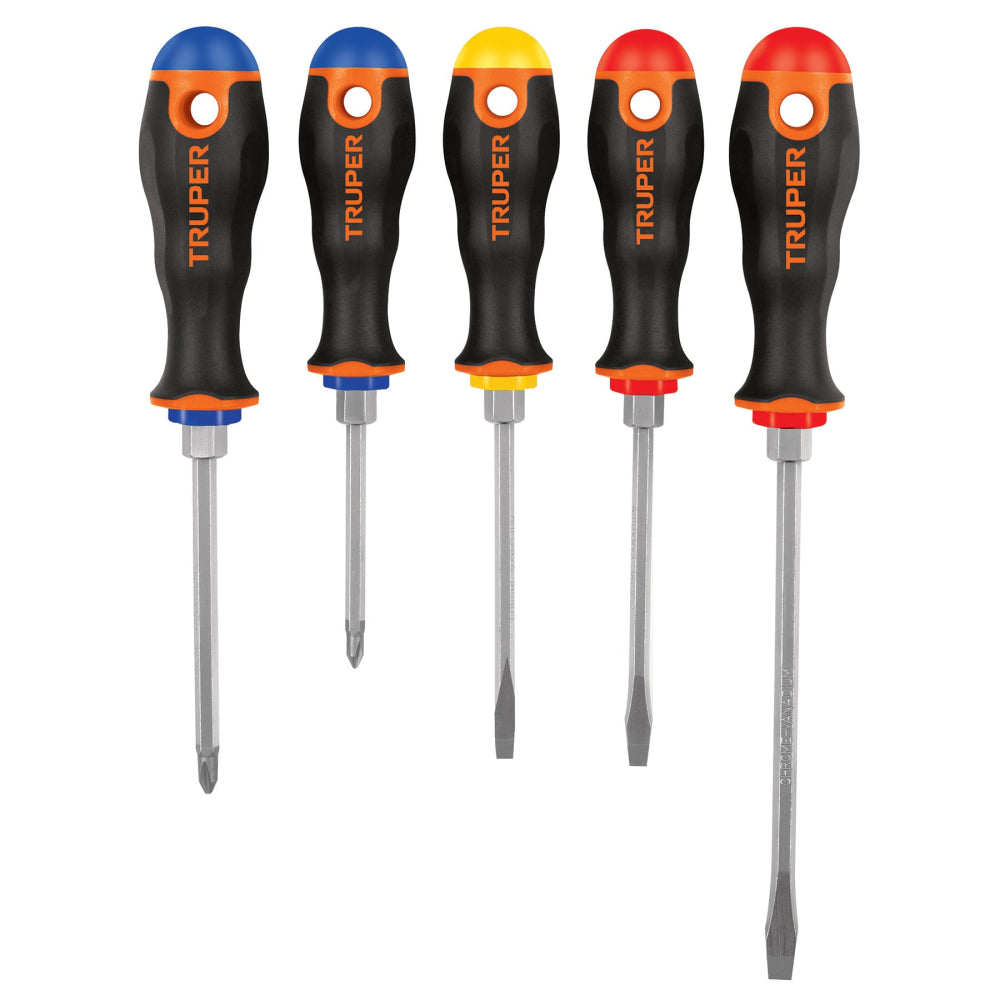 Juego de 5 desarmadores mango Comfort Grip, Truper - Código: 14138