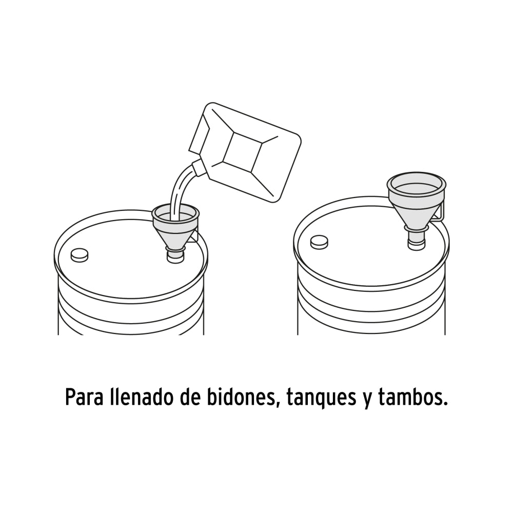 Embudo plástico 500 ml, cuello flexible con filtro, Truper