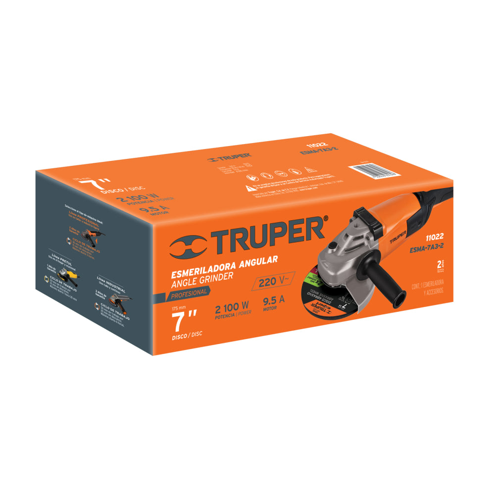 Esmeriladora angular 7", profesional, 220 V, 2100W, TRUPER