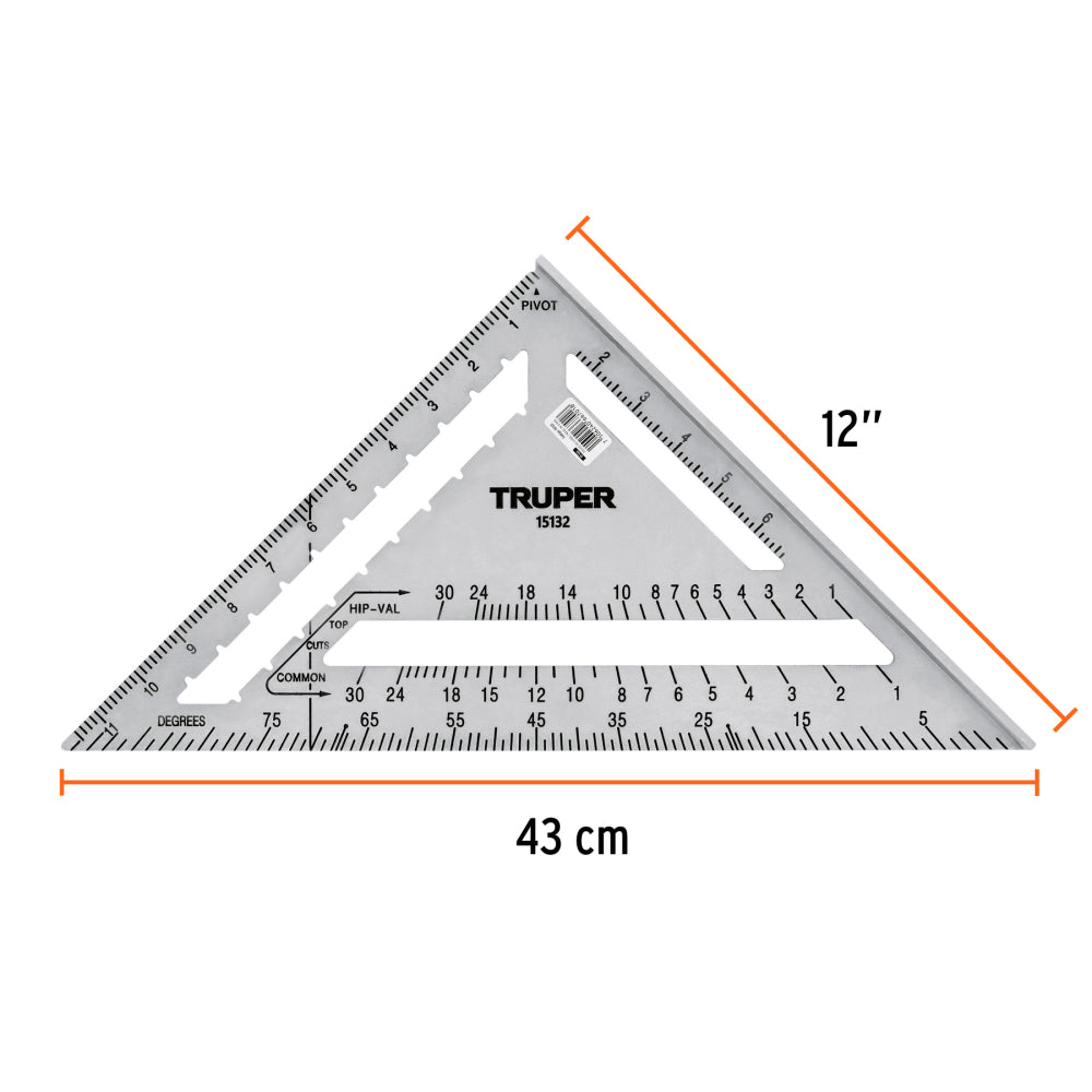 Escuadra 12" de aluminio para muros de yeso, Truper - Código: 15132