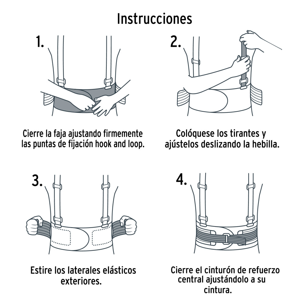Faja lumbar con tercer cinturón, talla G, Truper - Código: 14217