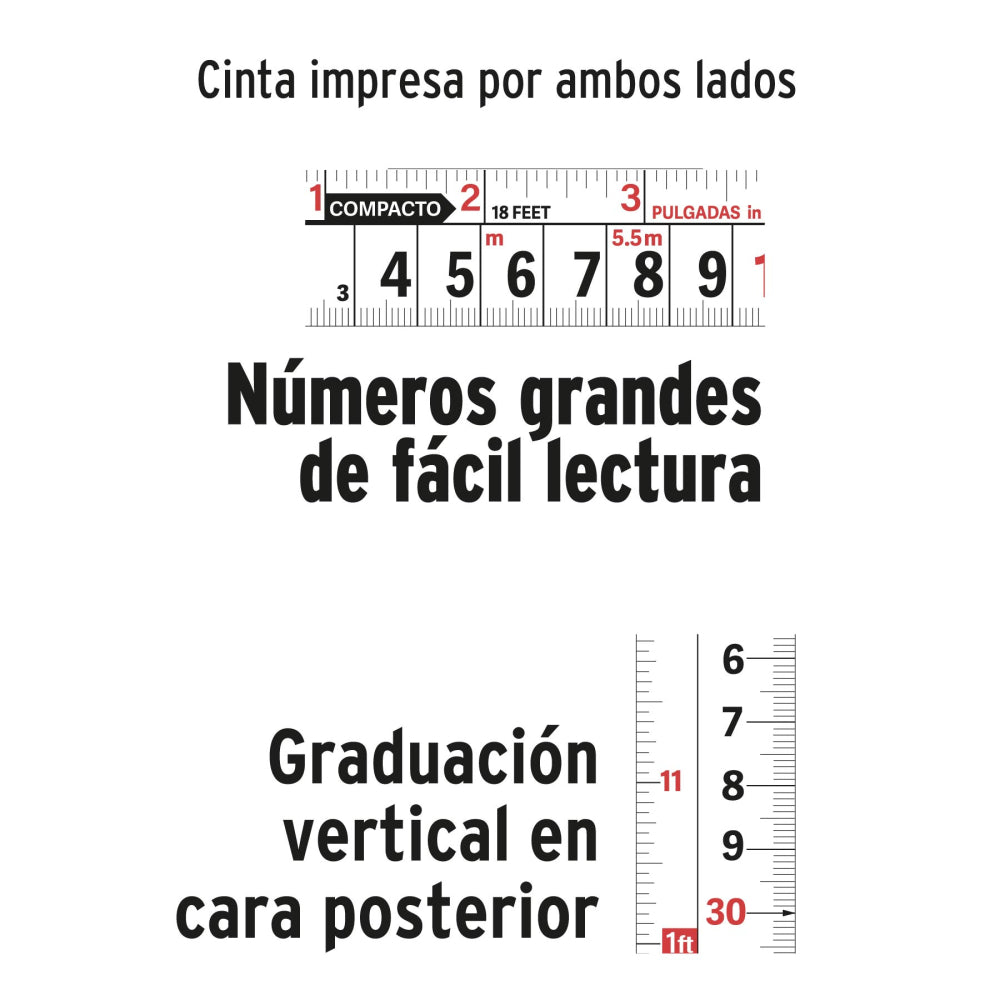 Flexómetro compacto contra impactos 10 m cinta 25 mm, TRUPER - CÓDIGO: 102332