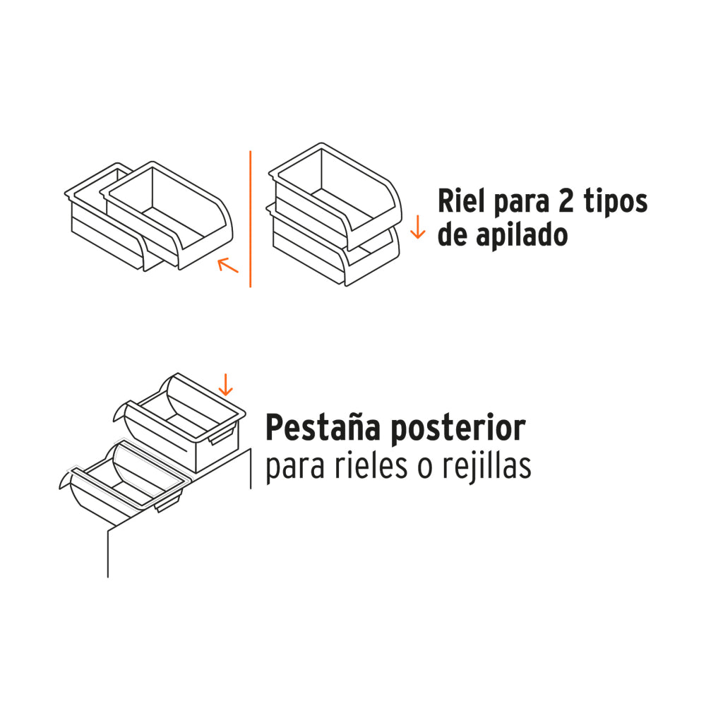 Gaveta apilable #3 de plástico, 25 x 17 x 11 cm, TRUPER - Código: 10890