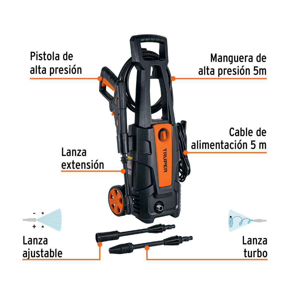 Hidrolavadora eléctrica 1800 PSI, 220V, Truper - Cod: 103339