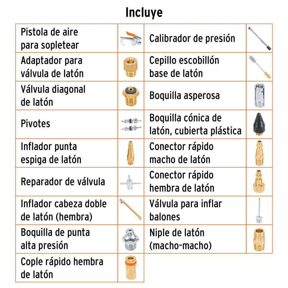 Juego de 18 accesorios neumáticos, cuerda 1/4" NPT, TRUPER - CÓDIGO: 19079