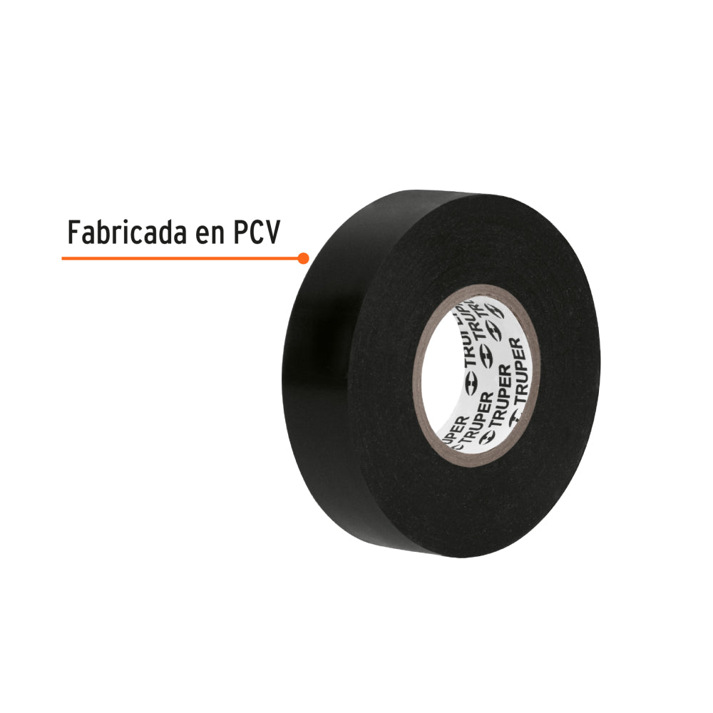 Cinta de aislar de 18 m x 19 mm, negra en blíster, Truper - Código: 12499