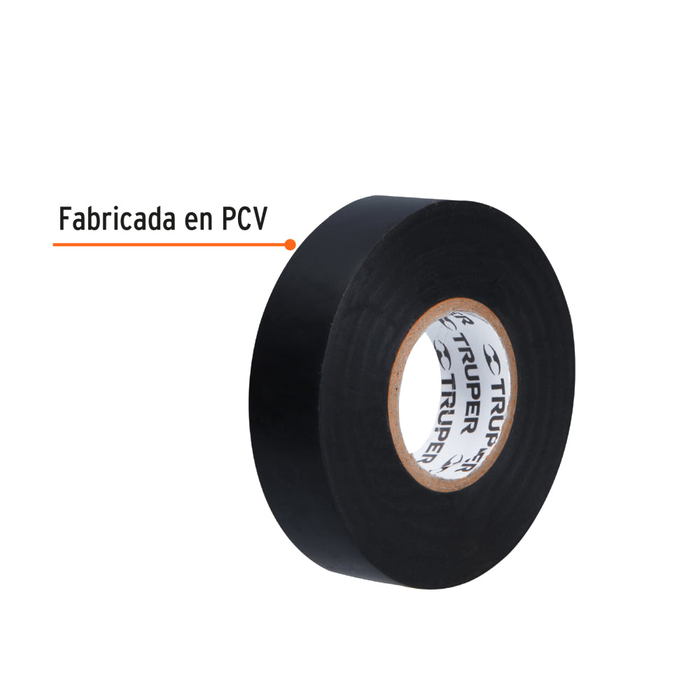 Cinta de aislar de 18 m x 19 mm, negra, Truper - Código: 12500
