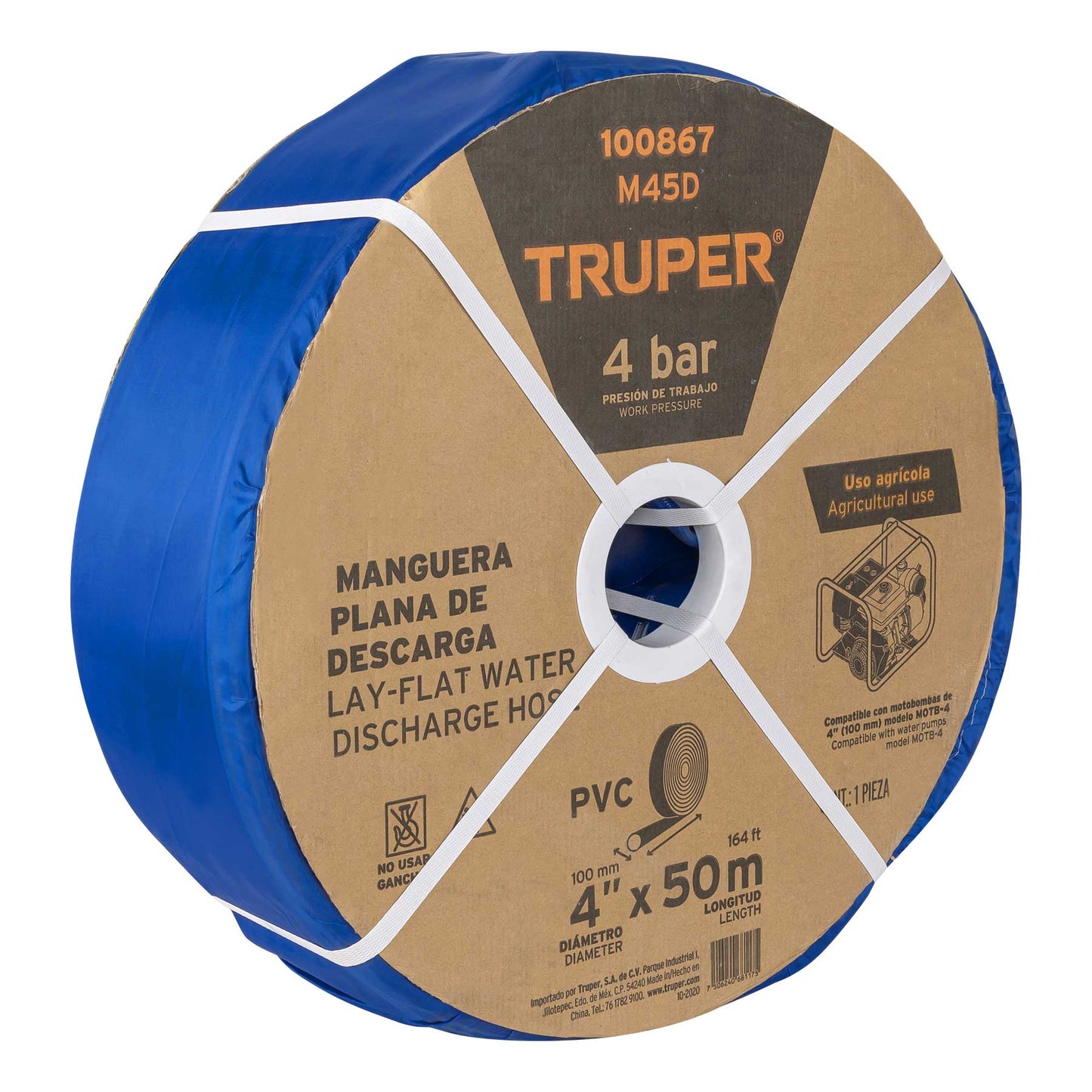 Rollo de manguera plana de descarga para motobomba Truper
