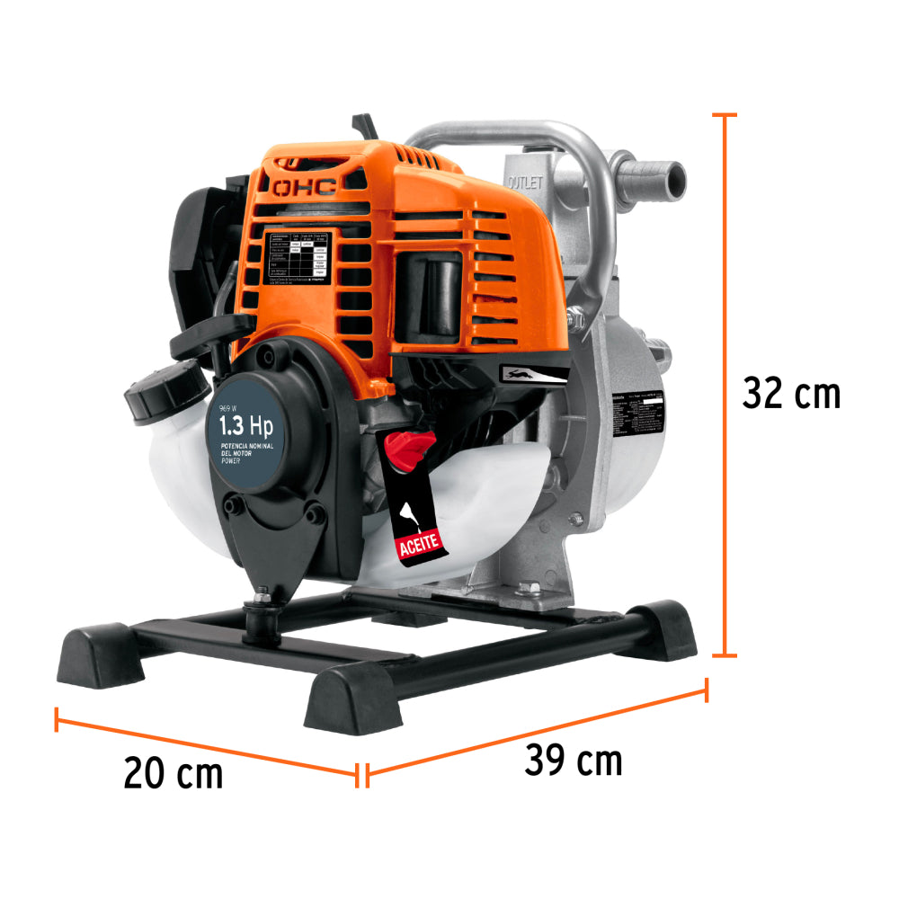 Motobomba autocebante 1"x1", gas. 1-1/3HP, agrícola, TRUPER - CÓDIGO: 102432