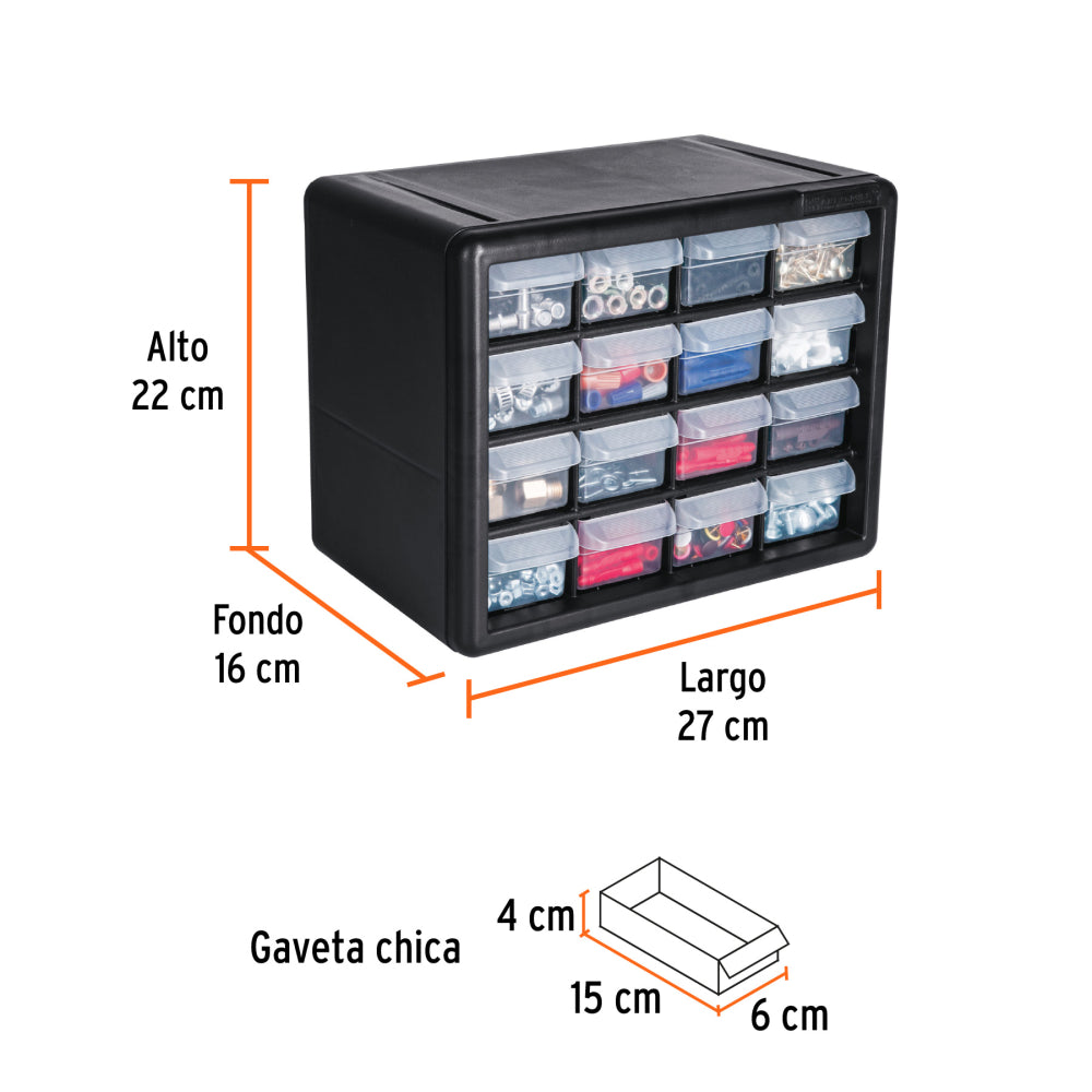 Organizador con 16 gavetas, Truper - Código: 11851