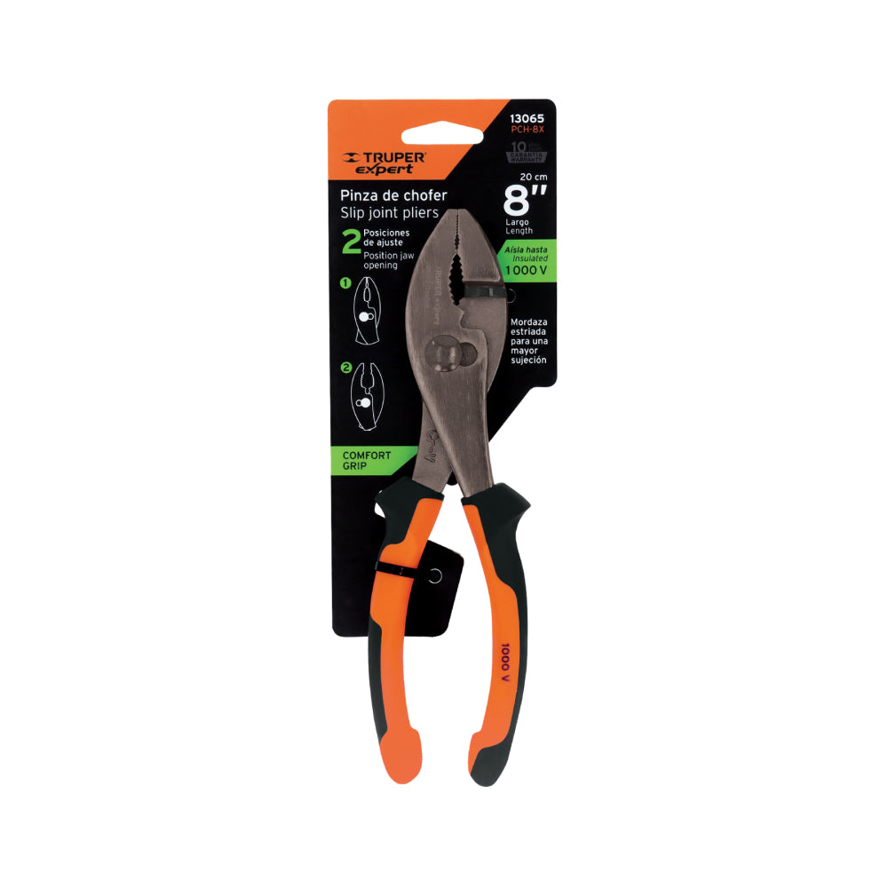 Pinzas de chofer 8" mango Comfort Grip, Truper Expert