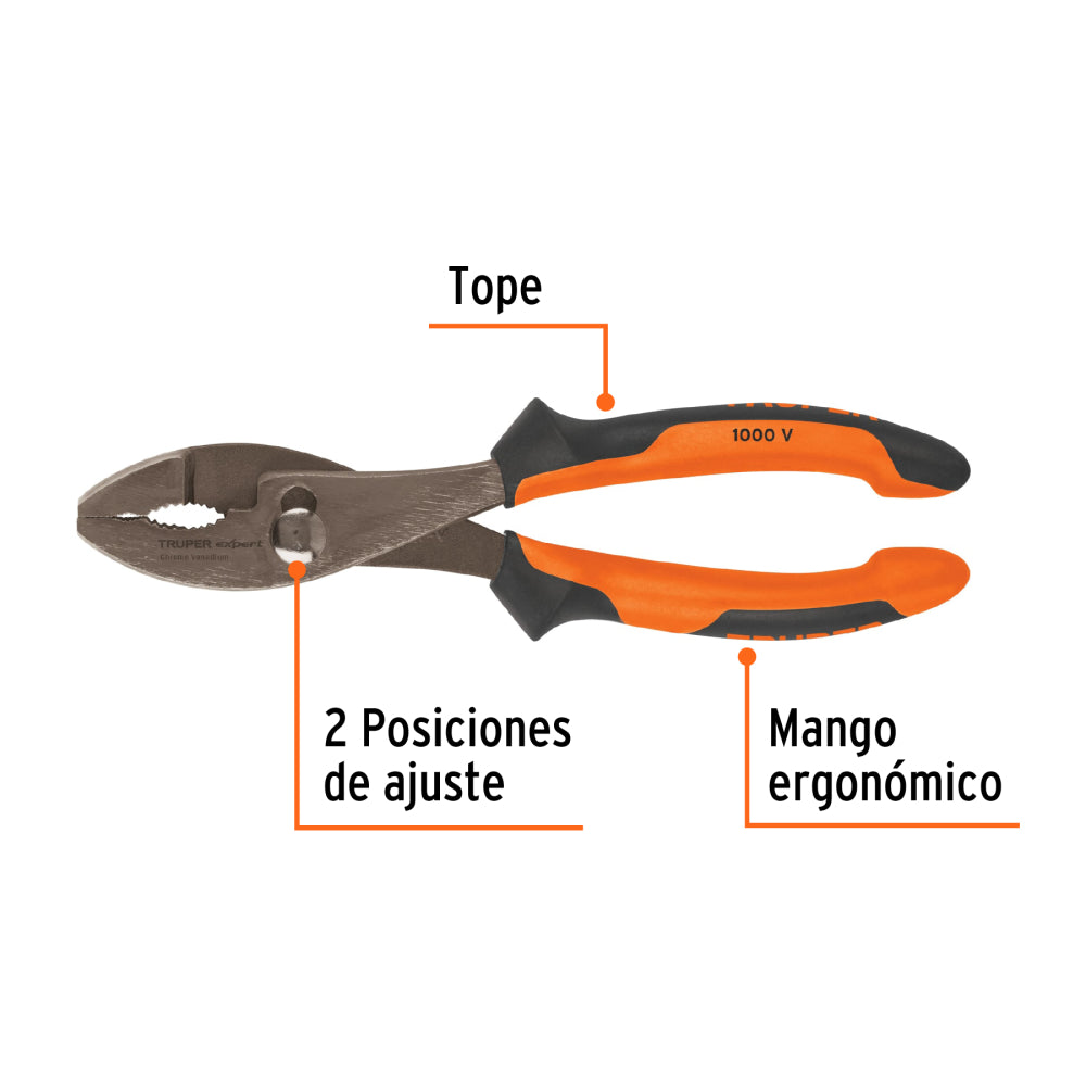 Pinzas de chofer 8" mango Comfort Grip, Truper Expert