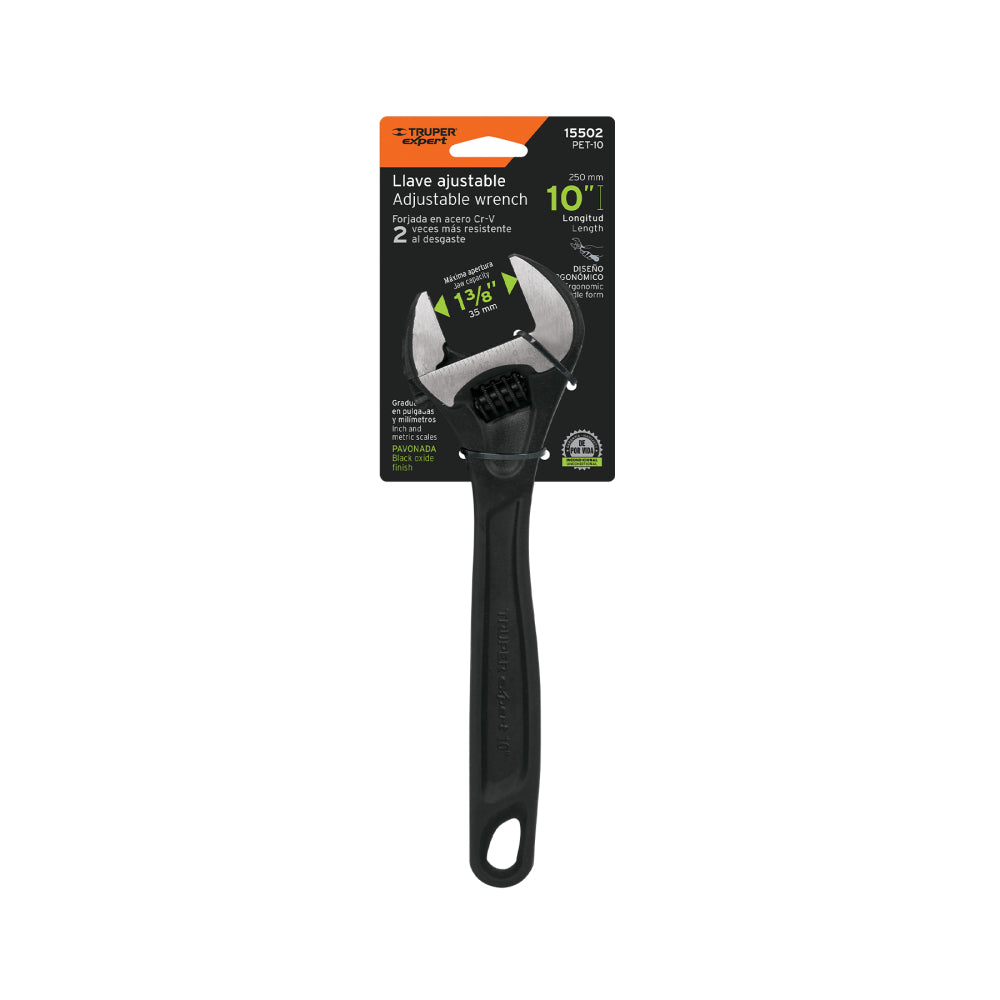 Llave ajustable (perico) 10" profesional pavonada, Expert - Cod: 15502