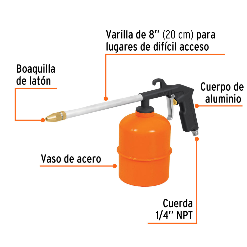 Pistola de aluminio para limpieza de motores, TRUPER - CÓDIGO: 19236