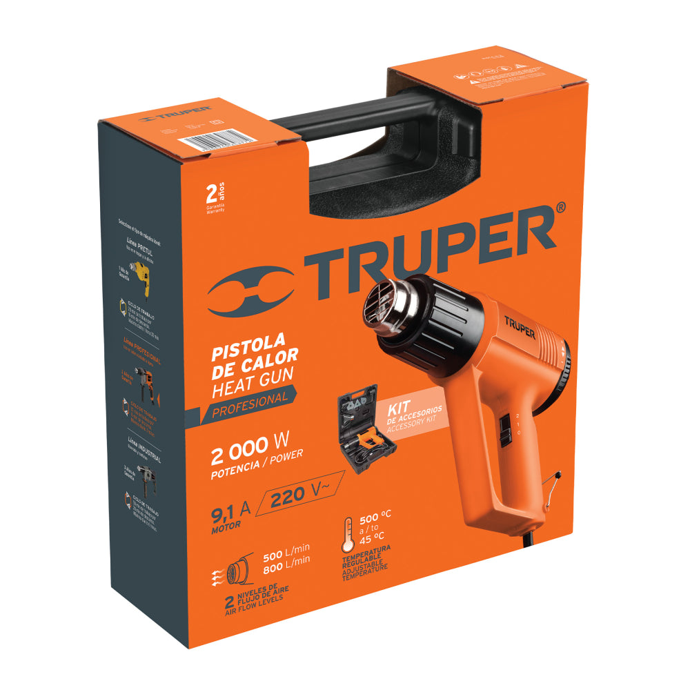 Pistola de calor profesional, 220 V, 1800 W - Cod: 15734