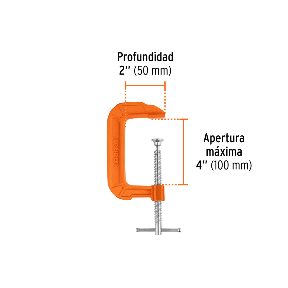 Prensa 4" de hierro dúctil para carpintería, Truper - Cod: 17661