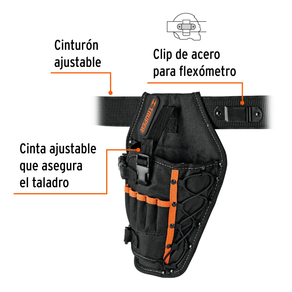 Porta taladro de poliéster, 6 compartimentos, Truper - CÓDIGO: 19588