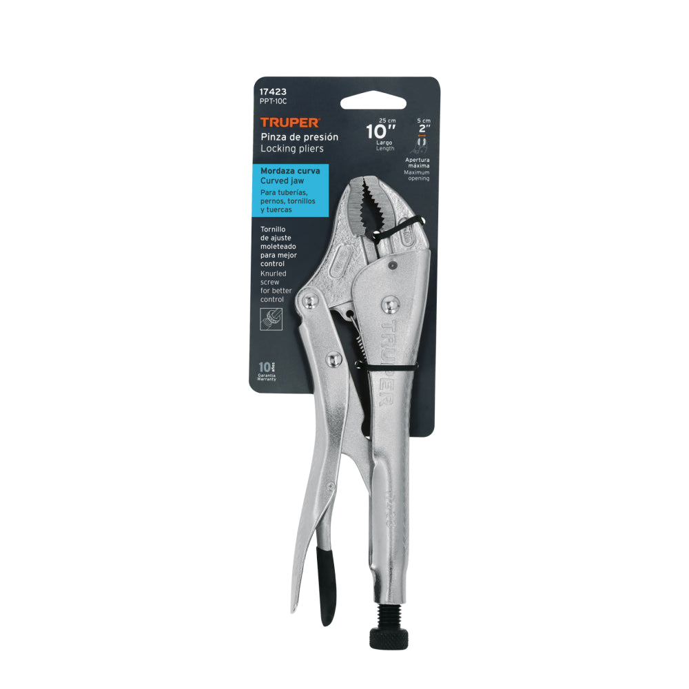 Pinza de presión 10" mordaza curva, Truper - Cod: 17423