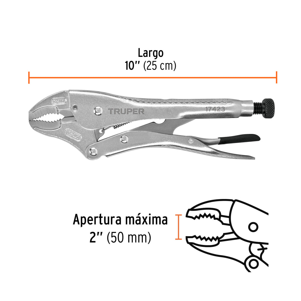 Pinza de presión 10" mordaza curva, Truper - Cod: 17423