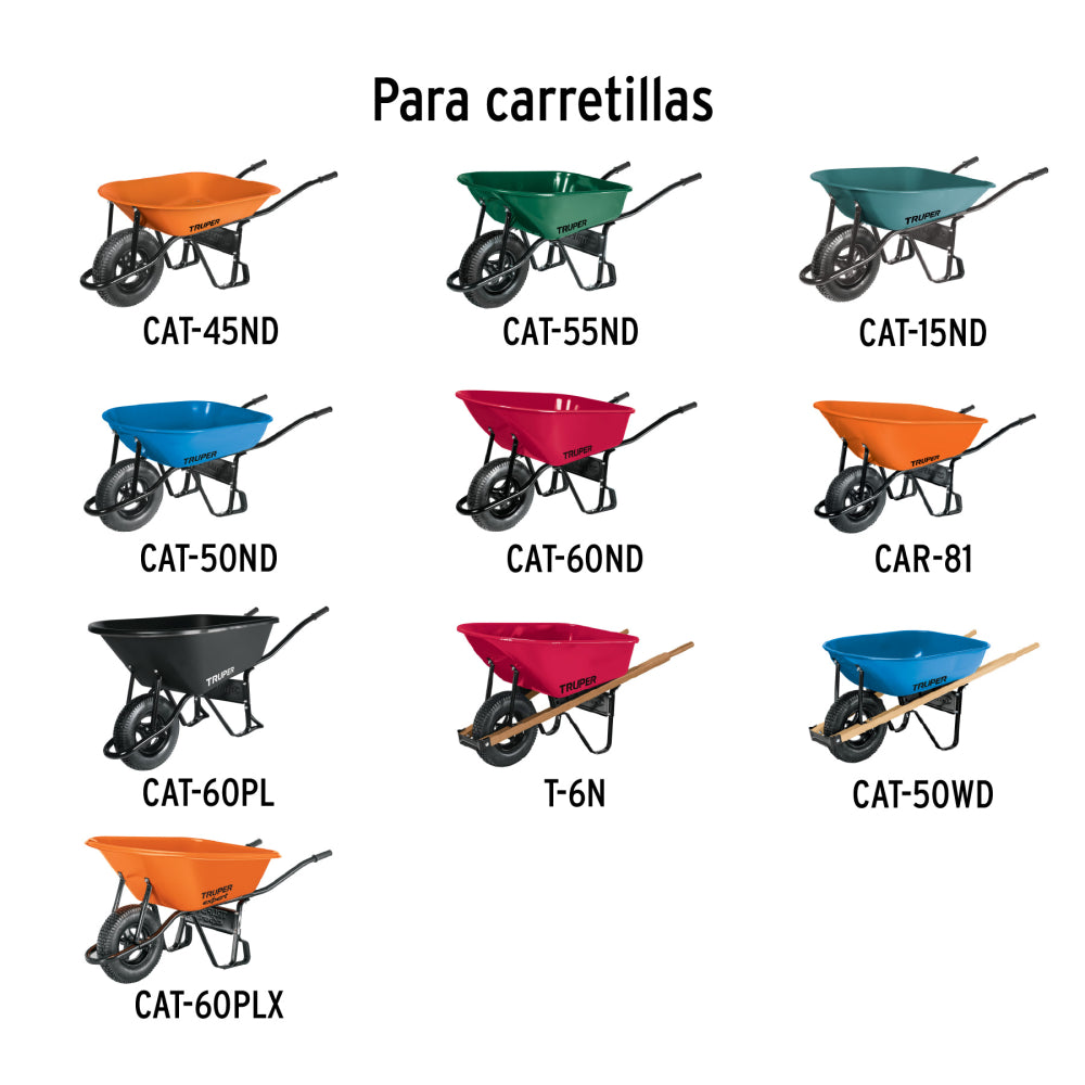 Llanta completa neumática 16", incluye eje y baleros
