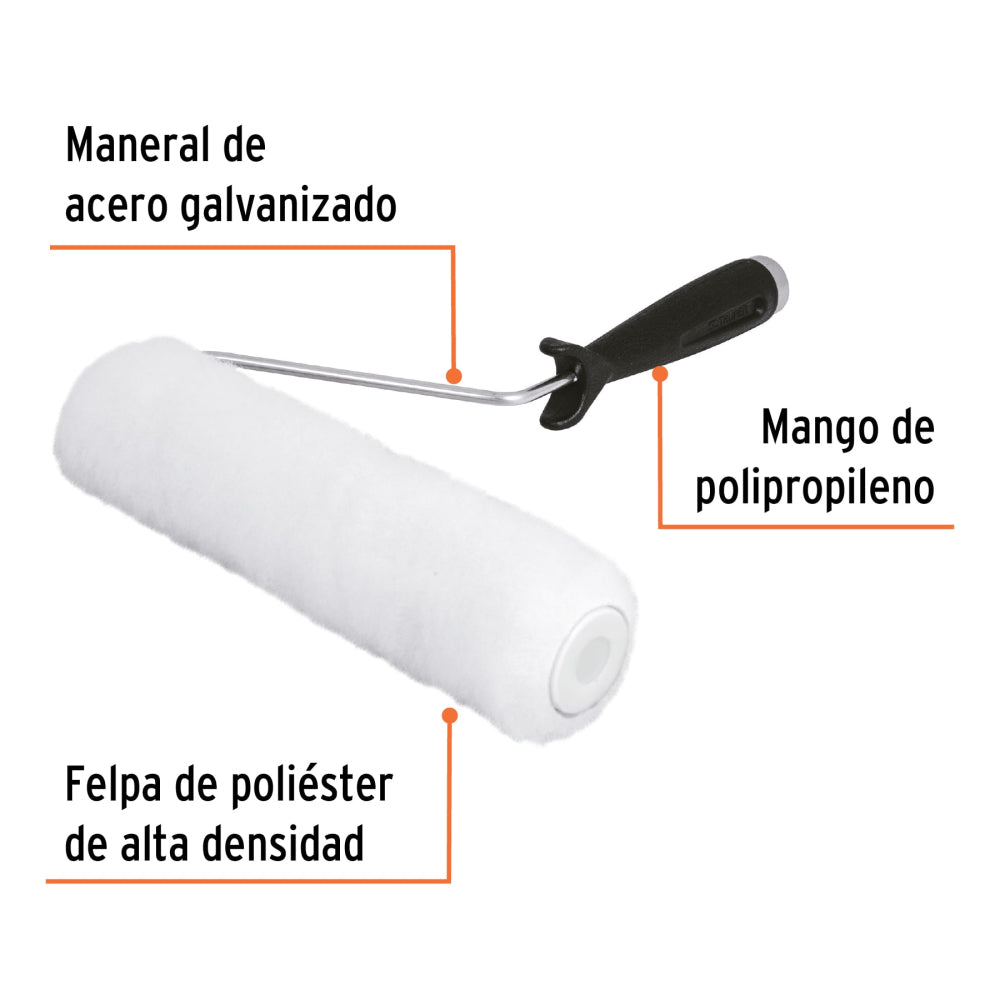 Rodillo para pintar 9" x 3/8" superficies lisas, TRUPER - Código: 13875