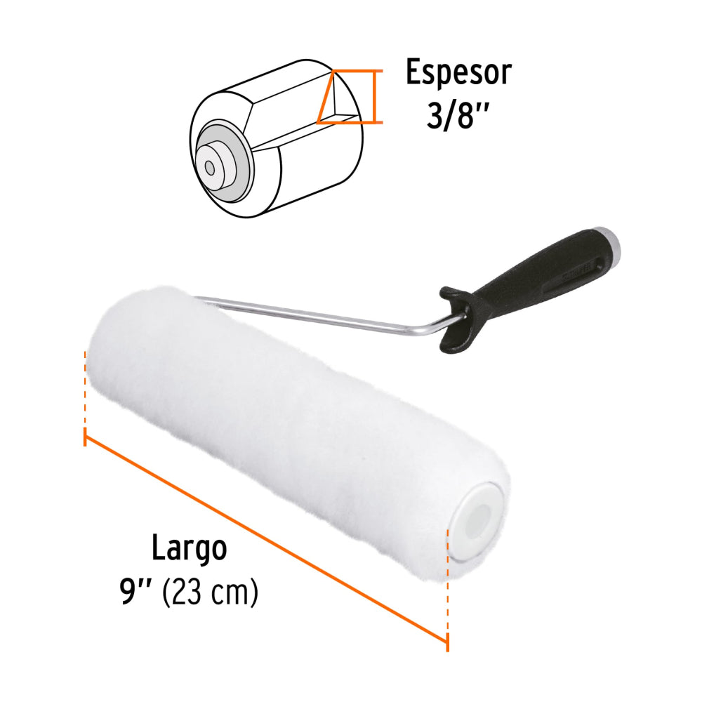 Rodillo para pintar 9" x 3/8" superficies lisas, TRUPER - Código: 13875
