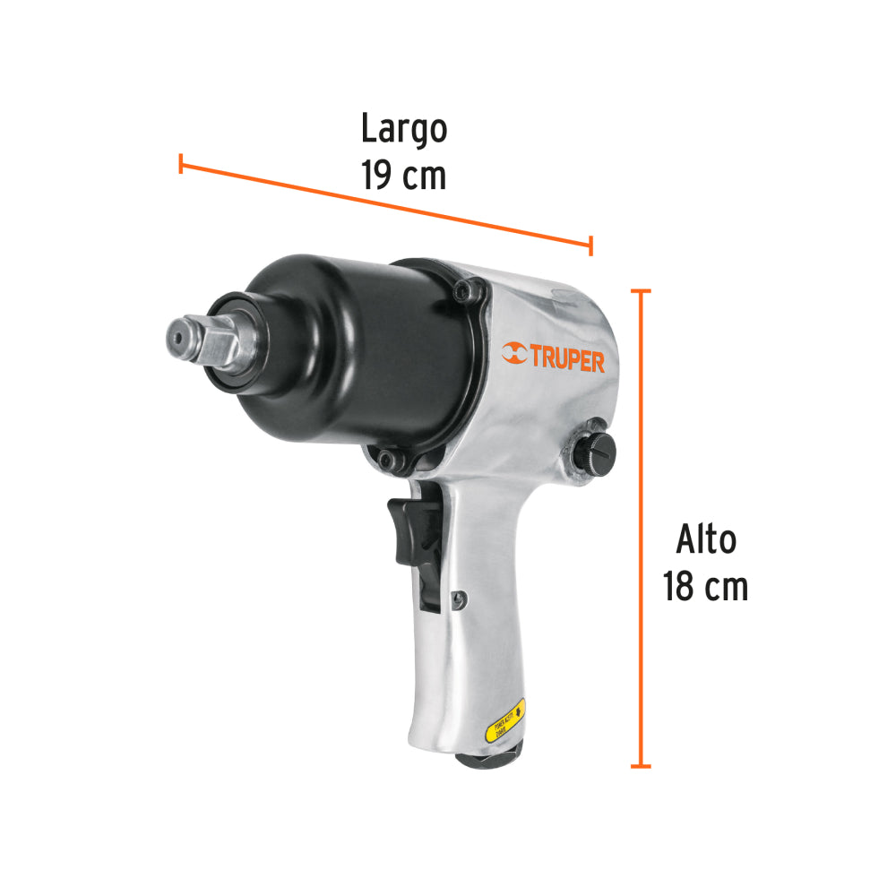 Llave (pistola) de impacto neumática 1/2", ind, TRUPER