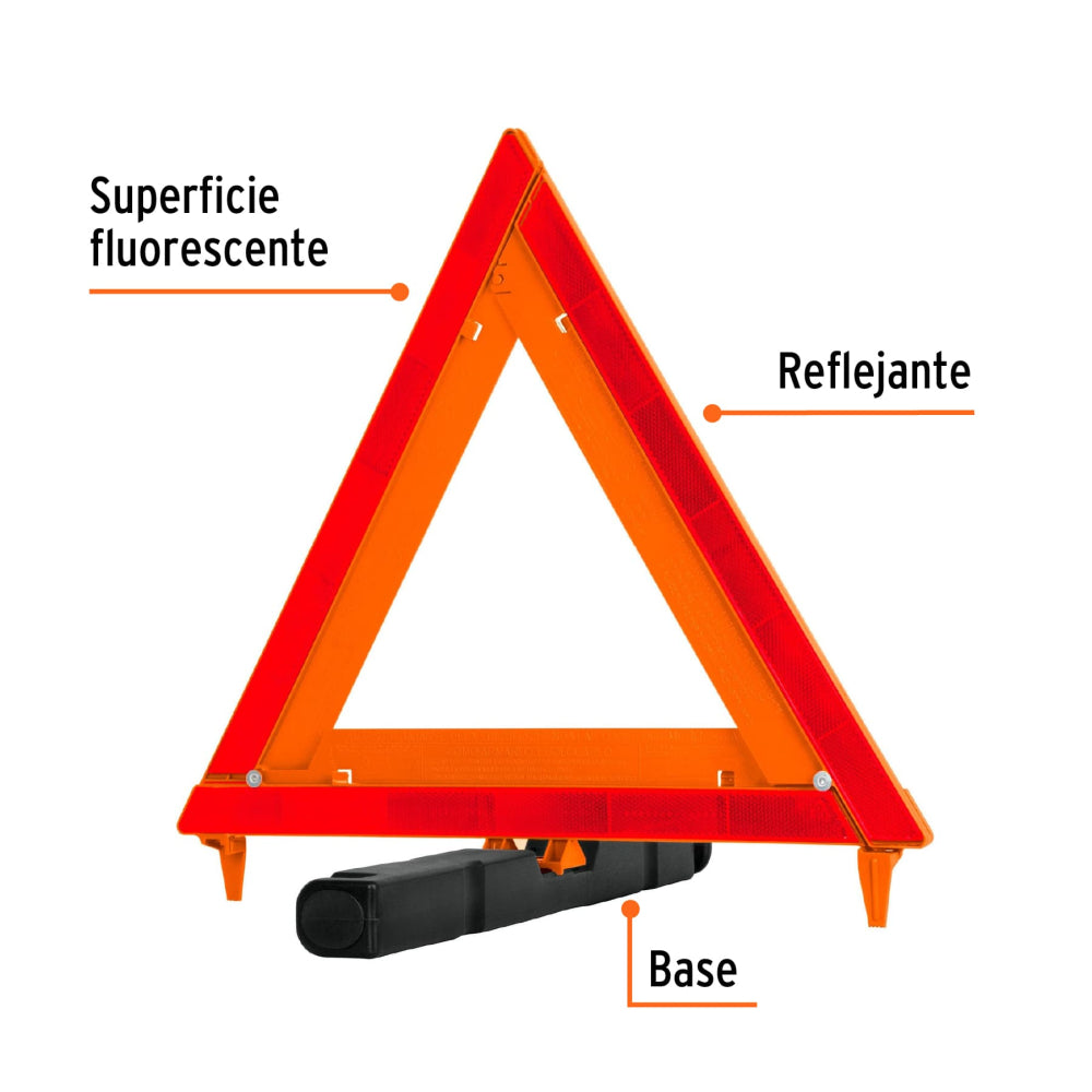 Triángulo de seguridad, 17", con estuche plástico, - Código: 10942