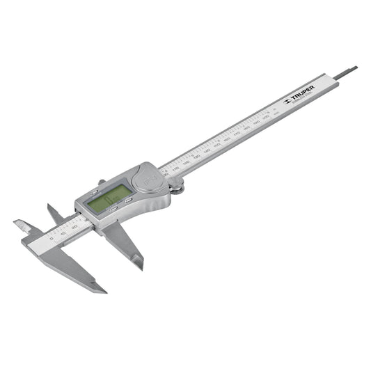 Calibrador vernier digital 6" acero inox, std y mm, Truper - CÓDIGO: 14388