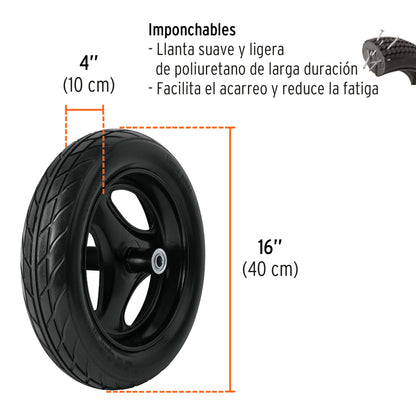 Carretilla 5.5ft3 Imponchable bastidor tubular,Truper Expert - CÓDIGO: 100416