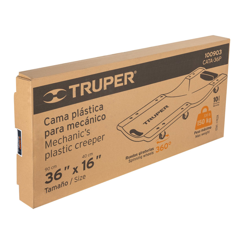 Cama de plástico 36" para mecánico, Truper - CÓDIGO: 100903