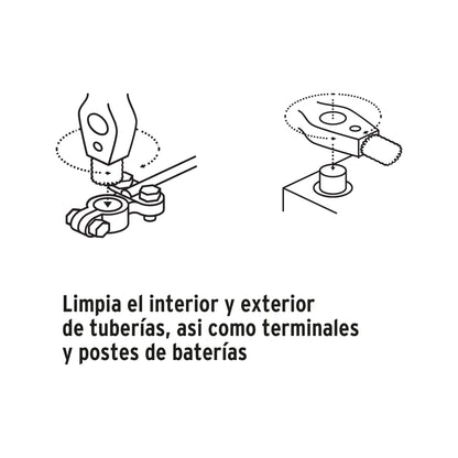 Cepillo limpiador de terminales de baterías, 4 en 1, Truper - Código: 17110